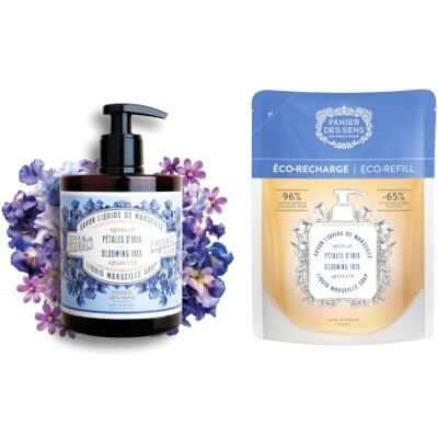 Panier des Sens Savon Liquide Mains Iris 1 Savon + 1 Recharge 2x500ml 1 savon liquide 500 ml + 1 éco-recharge 500 ml, soit 1 L de savon parfumé aux Pétales d’Iris Panier des Sens Savon Liquide Mains Iris 1 Savon + 1 Recharge 2x500ml 1 savon liquide 500 ml + 1 éco-recharge 500 ml, soit 1 L de savon parfumé aux Pétales d’Iris