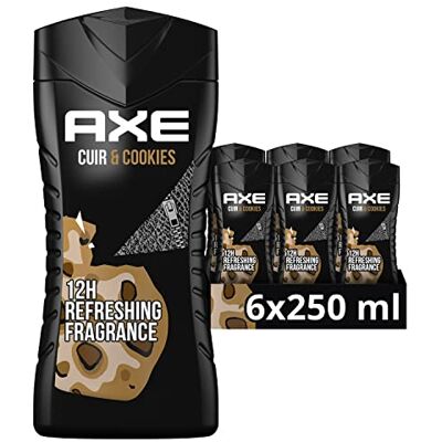 AXE Gel Douche Homme Collision Cuir & Cookies, Boost, Fraîcheur et Propreté, (Lot de 6x250ml) AXE Gel Douche Homme Collision Cuir & Cookies, Boost, Fraîcheur et Propreté, (Lot de 6x250ml)