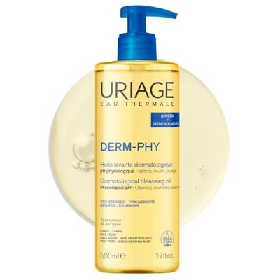 Uriage Derm-Phy Huile de Douche 500mL Nettoyant Visage, Corps Peaux Sèches, Sensibles Nettoie, Nourrit, Prévient Dessèchement 25% Glycérine, Agents Extra-Riches pH Physiologique Sans Savon Uriage Derm-Phy Huile de Douche 500mL Nettoyant Visage, Corps Peaux Sèches, Sensibles Nettoie, Nourrit, Prévient Dessèchement 25% Glycérine, Agents Extra-Riches pH Physiologique Sans Savon