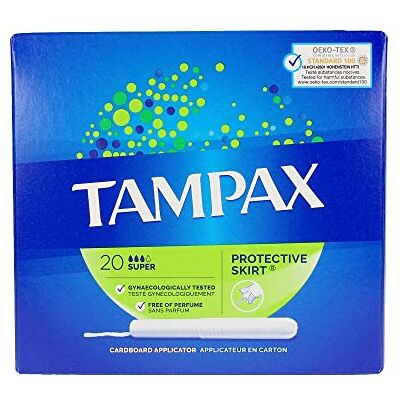 Tampax Super Tampons Avec Applicateur En Carton x20, Protection Anti-Fuites, Sensation De Fraîcheur Tampax Super Tampons Avec Applicateur En Carton x20, Protection Anti-Fuites, Sensation De Fraîcheur