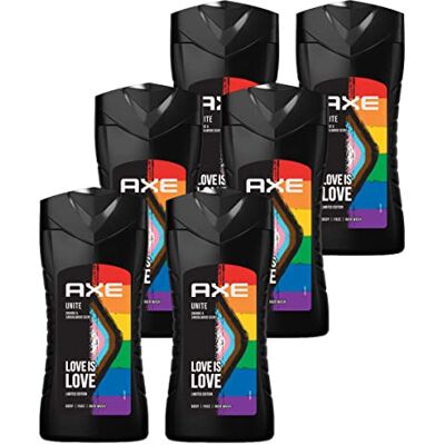 AXE Lot de 6 gels douche unisexes « Unite Love is Love » 6 x 250 ml AXE Lot de 6 gels douche unisexes « Unite Love is Love » 6 x 250 ml