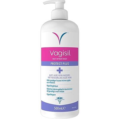 Vagisil Protect Plus Soin Lavant Intime Pour L'Hygiène Féminine Quotidienne, Avec Aloe Vera, Hypoallergénique, Aide À Protéger Contre Les Irritations, 500 ml Soin lavant intime quotidien hypoallergénique à l'aloe vera, aide à protéger des irritations et Vagisil Protect Plus Soin Lavant Intime Pour L'Hygiène Féminine Quotidienne, Avec Aloe Vera, Hypoallergénique, Aide À Protéger Contre Les Irritations, 500 ml Soin lavant intime quotidien hypoallergénique à l'aloe vera, aide à protéger des irritations et