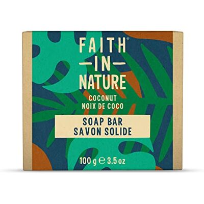 FAITH IN NATURE Savon naturel à la noix de coco, hydratant, végétalien et sans cruauté envers les animaux, sans SLS ni parabènes, 100 g FAITH IN NATURE Savon naturel à la noix de coco, hydratant, végétalien et sans cruauté envers les animaux, sans SLS ni parabènes, 100 g
