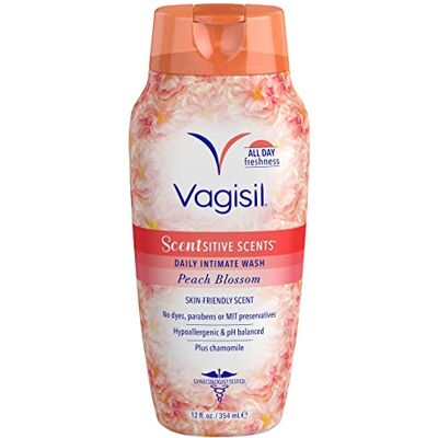 Vagisil Scentsitive Scents Nettoyant intime quotidien féminin pour femme, plus camomille, fraîcheur toute la journée, hypoallergénique, doux pour la peau, parfum fleur de pêcher, 354 ml Vagisil Scentsitive Scents Nettoyant intime quotidien féminin pour femme, plus camomille, fraîcheur toute la journée, hypoallergénique, doux pour la peau, parfum fleur de pêcher, 354 ml