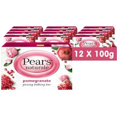 PEARS Naturalé Lot de 12 savons grenade 100 g À la glycérine, formule douce, pour le visage, le corps et les mains, pour une peau éclatante PEARS Naturalé Lot de 12 savons grenade 100 g À la glycérine, formule douce, pour le visage, le corps et les mains, pour une peau éclatante