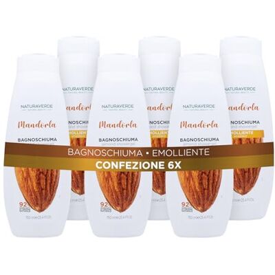 Naturaverde Natural Beauty Bain moussant Amande, douche émollient, ingrédients d'origine naturelle, 6 x 750 ml Naturaverde Natural Beauty Bain moussant Amande, douche émollient, ingrédients d'origine naturelle, 6 x 750 ml