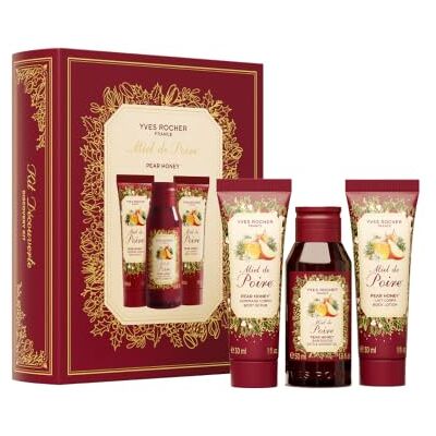 Yves Rocher Coffret Miel de Poire Édition Limitée Mini Soins – 30 ml Coffret cadeau femme avec gel douche, gommage et lait corps, parfum Miel de Poire, 3 mini formats, édition limitée, Noël Yves Rocher Coffret Miel de Poire Édition Limitée Mini Soins – 30 ml Coffret cadeau femme avec gel douche, gommage et lait corps, parfum Miel de Poire, 3 mini formats, édition limitée, Noël