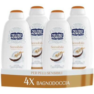 Neutro Roberts Savon corps sensible avec avoine et noix de coco, idéal pour peaux sensibles, ingrédients d'origine naturelle, sans savon, 4 flacons de 600 ml Exclusive Amazon Neutro Roberts Savon corps sensible avec avoine et noix de coco, idéal pour peaux sensibles, ingrédients d'origine naturelle, sans savon, 4 flacons de 600 ml Exclusive Amazon