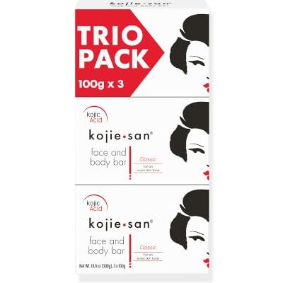 Kojie San Skin Lightening Kojic Acid Soap Bars Fades Age Spots, Freckles, And Other Signs Of Sun Damage Heals Acne Blemishes Erases Red Marks Scars , 100 G (Lot De 3) Kojie San Skin Lightening Kojic Acid Soap Bars Fades Age Spots, Freckles, And Other Signs Of Sun Damage Heals Acne Blemishes Erases Red Marks Scars , 100 G (Lot De 3)