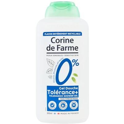 Corine de Farme Gel douche hypoallergénique 0% Tolérance+ Haute tolérance pour peaux sensibles pH neutre, sans savon ni colorants 500 ml Corine de Farme Gel douche hypoallergénique 0% Tolérance+ Haute tolérance pour peaux sensibles pH neutre, sans savon ni colorants 500 ml