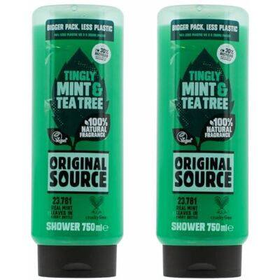 ORIGINAL SOURCE Gel douche XXL Menthe & Tea Tree, 2 x 750 ml ORIGINAL SOURCE Gel douche XXL Menthe & Tea Tree, 2 x 750 ml