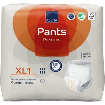 ABENA Pants Premium Lot de 16 culottes d'incontinence à tirer, respectueuses de l'environnement pour homme et femme, discrètes, protectrices, respirantes, confortables – XL 1, tour de taille de 130 à 170 cm, absorption de 1600 ml ABENA Pants Premium Lot de 16 culottes d'incontinence à tirer, respectueuses de l'environnement pour homme et femme, discrètes, protectrices, respirantes, confortables – XL 1, tour de taille de 130 à 170 cm, absorption de 1600 ml