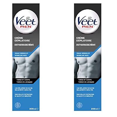 Veet Men Crème Dépilatoire Homme Peaux Sensibles 200 ml Lot de 2 Veet Men Crème Dépilatoire Homme Peaux Sensibles 200 ml Lot de 2