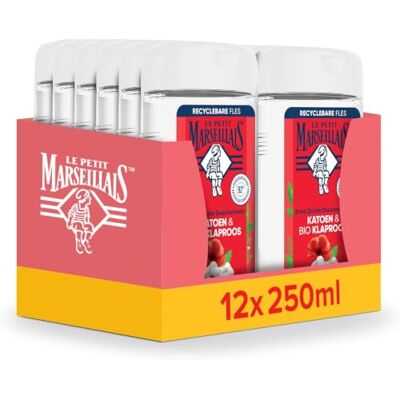 Le Petit Marseillais Crème de douche extra douce coton et coquelicot bio, pH neutre pour la peau et testée dermatologiquement, 12 x 250 ml Le Petit Marseillais Crème de douche extra douce coton et coquelicot bio, pH neutre pour la peau et testée dermatologiquement, 12 x 250 ml