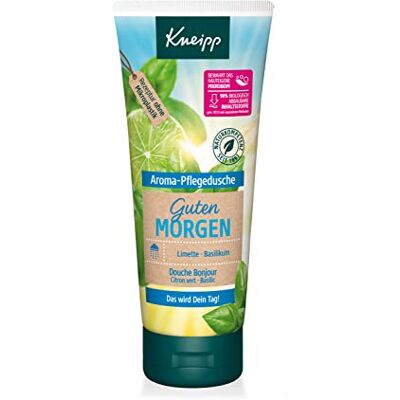 Kneipp Douche de soin aromatique Bonjour Gel douche rafraîchissant avec huile essentielle de citron vert et extrait de basilic naturel préserve le microbiome cutané Sans microplastique 200 ml Kneipp Douche de soin aromatique Bonjour Gel douche rafraîchissant avec huile essentielle de citron vert et extrait de basilic naturel préserve le microbiome cutané Sans microplastique 200 ml