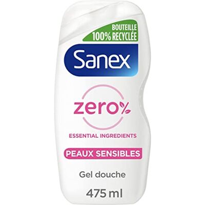 Sanex Gel douche Hypoallergenique Zéro% Pour Peaux Sensibles, Biodégradable et Vegan, 475ml Sanex Gel douche Hypoallergenique Zéro% Pour Peaux Sensibles, Biodégradable et Vegan, 475ml