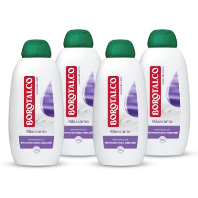 Borotalco Bain douche relaxant Lavande et Iris, Bain moussant corps, Formule relaxante, Relax Absolu, Effet talc sur la peau, 4 flacons de 600 ml Exclusivité Amazon Borotalco Bain douche relaxant Lavande et Iris, Bain moussant corps, Formule relaxante, Relax Absolu, Effet talc sur la peau, 4 flacons de 600 ml Exclusivité Amazon