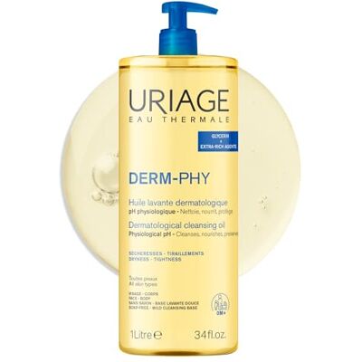 Uriage Derm-Phy Huile de Douche 1L Nettoyant Visage, Corps Peaux Sèches, Sensibles Nettoie, Nourrit, Prévient le Dessèchement 25% Glycérine, Agents Extra-Riches pH Physiologique Sans Savon Uriage Derm-Phy Huile de Douche 1L Nettoyant Visage, Corps Peaux Sèches, Sensibles Nettoie, Nourrit, Prévient le Dessèchement 25% Glycérine, Agents Extra-Riches pH Physiologique Sans Savon