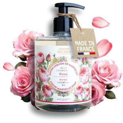 Panier des Sens Savon de Marseille Liquide Rose Savon Liquide Mains Hydratant avec Huile de Coco 97% d'Ingrédients Naturels Savon Main Fabriqué en France 500ml Panier des Sens Savon de Marseille Liquide Rose Savon Liquide Mains Hydratant avec Huile de Coco 97% d'Ingrédients Naturels Savon Main Fabriqué en France 500ml