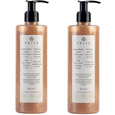 Prija Vitalising Creamy Bath Foam with Ginseng Extract 2x 380ml Pearly Texture for Radiance Boost. Gently Cleanses and Moisturises the Skin. Luxurious Spa Quality Formula. Prija Vitalising Creamy Bath Foam with Ginseng Extract 2x 380ml Pearly Texture for Radiance Boost. Gently Cleanses and Moisturises the Skin. Luxurious Spa Quality Formula.