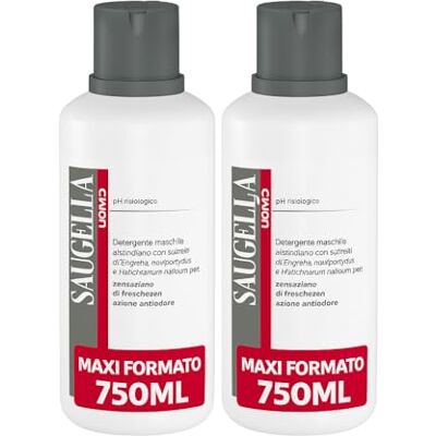 Saugella Homme nettoyant intime et corps revitalisant, anti-odeur, avec extraits d'hélichryse et clous de girofle pour une utilisation quotidienne dans le respect du pH physiologique, 2 détergents de Saugella Homme nettoyant intime et corps revitalisant, anti-odeur, avec extraits d'hélichryse et clous de girofle pour une utilisation quotidienne dans le respect du pH physiologique, 2 détergents de