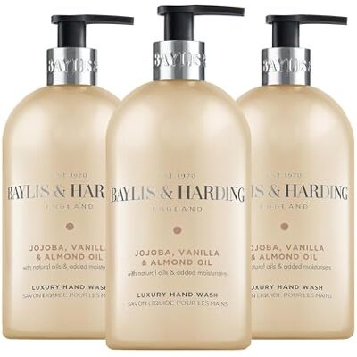 Baylis & Harding Hand Wash, Jojoba, Vanilla and Almond Oil, 500 ml, Pack of 3 Baylis & Harding Hand Wash, Jojoba, Vanilla and Almond Oil, 500 ml, Pack of 3