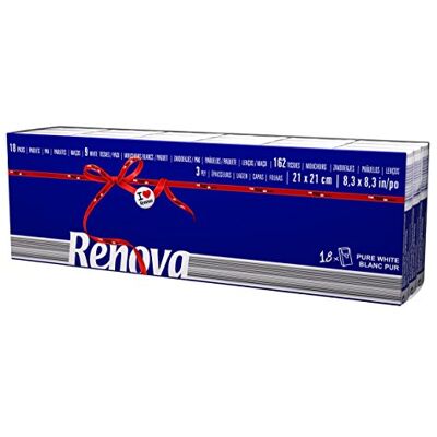 Renova Foulards de poche Red Label Blanc pur 18 paquets Renova Foulards de poche Red Label Blanc pur 18 paquets