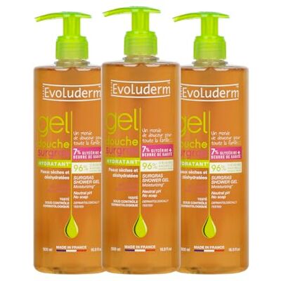 Evoluderm – Gel Douche Surgras Hydratant – 500 ml – 96% d’Origine Naturelle – Végan – Fabrication Française – Lot de 3 x 500 ml Evoluderm – Gel Douche Surgras Hydratant – 500 ml – 96% d’Origine Naturelle – Végan – Fabrication Française – Lot de 3 x 500 ml