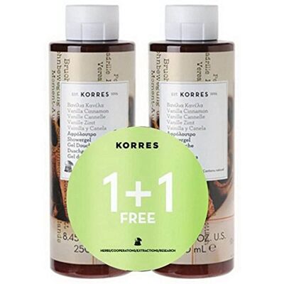 KORRES Vanilla & Cinnamon Showergel 250ml & 1 FREE KORRES Vanilla & Cinnamon Showergel 250ml & 1 FREE