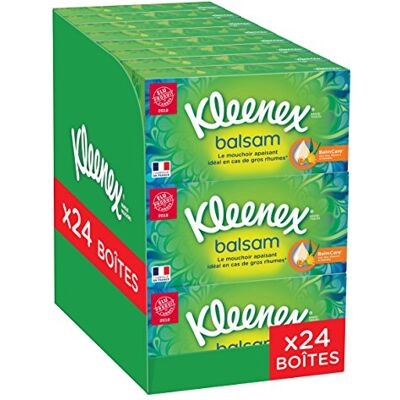 Kleenex BALSAM – Mouchoirs en papier – Lot de 24 Boîtes de Mouchoirs Lotionnés Kleenex BALSAM – Mouchoirs en papier – Lot de 24 Boîtes de Mouchoirs Lotionnés
