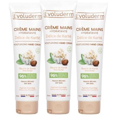 Evoluderm Crème Mains Hydratante Délice de Karité 150 ml Fabrication Française Lot de 3 x 150 ml Evoluderm Crème Mains Hydratante Délice de Karité 150 ml Fabrication Française Lot de 3 x 150 ml