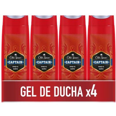 Old Spice Captain Gel et shampooing pour homme 3 en 1 4 x 400 ml Old Spice Captain Gel et shampooing pour homme 3 en 1 4 x 400 ml
