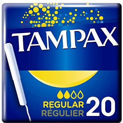 Tampax Classique 20 Tampons Avec Applicateur En Carton, Régulier, Flux Légers à Moyens Sans Parfum ni Colorant, Protection contre les Fuites, Sensation De Fraîcheur Tampax Classique 20 Tampons Avec Applicateur En Carton, Régulier, Flux Légers à Moyens Sans Parfum ni Colorant, Protection contre les Fuites, Sensation De Fraîcheur