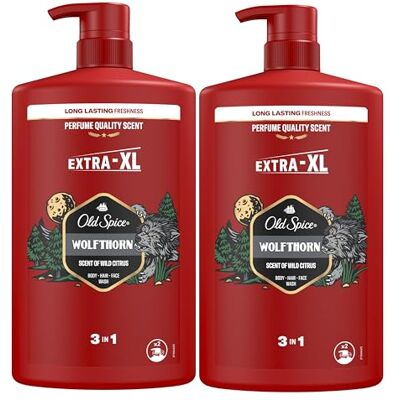Old Spice Wolfthorn Gel et shampooing pour homme 3 en 1 2 x 1 000 ml Old Spice Wolfthorn Gel et shampooing pour homme 3 en 1 2 x 1 000 ml