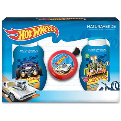 Naturaverde Kids Mattel Hot Wheels Coffret cadeau Bike Bell, douche shampooing 250 ml et savon liquide de 250 ml avec sonnette de vélo Naturaverde Kids Mattel Hot Wheels Coffret cadeau Bike Bell, douche shampooing 250 ml et savon liquide de 250 ml avec sonnette de vélo