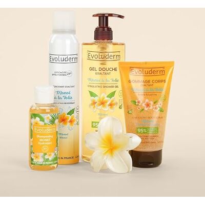 Evoluderm Offre Découverte Monoï à la Folie 1 Gel Douche 500ml + 1 Gommage Corps 150ml + 1 Déodorant 200ml + 1 Shampoing 100ml + 1 Pince Offerte Ingrédients d'Origine Naturelle- Made In France Evoluderm Offre Découverte Monoï à la Folie 1 Gel Douche 500ml + 1 Gommage Corps 150ml + 1 Déodorant 200ml + 1 Shampoing 100ml + 1 Pince Offerte Ingrédients d'Origine Naturelle- Made In France