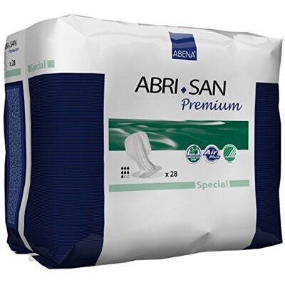 ABENA Abri-San Lot de 28 serviettes d'incontinence pour homme et femme, respirantes et confortables, absorption rapide, discrètes et efficaces pour incontinence – Special Air Plus, absorption de 2000 ml ABENA Abri-San Lot de 28 serviettes d'incontinence pour homme et femme, respirantes et confortables, absorption rapide, discrètes et efficaces pour incontinence – Special Air Plus, absorption de 2000 ml