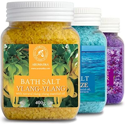 Trust Coffret Sel Marin pour Bain 3x400g Lavande, Sea Breeze, Ylang-Ylang Cristaux de Sel Naturels Bain Relaxant Soin du Corps Bien-être Spa Trust Coffret Sel Marin pour Bain 3x400g Lavande, Sea Breeze, Ylang-Ylang Cristaux de Sel Naturels Bain Relaxant Soin du Corps Bien-être Spa