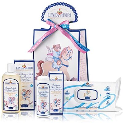 Helan , Linea Bimbi Set de bain pour bébé Trio avec shampooing moussant pour enfants et nouveau-né avec huile d'amande douce 250 ml + amidon de riz baigné avec Aloe Vera 75 g + lingettes pour bébé 60 Helan , Linea Bimbi Set de bain pour bébé Trio avec shampooing moussant pour enfants et nouveau-né avec huile d'amande douce 250 ml + amidon de riz baigné avec Aloe Vera 75 g + lingettes pour bébé 60