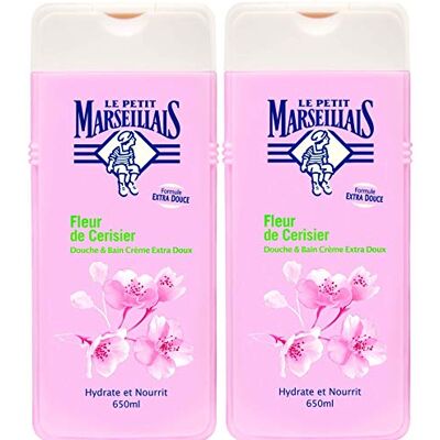 Le Petit Marseillais Douche et Bain Extra Doux Fleur de Cerisier Flacon 650 ml Lot de 2 Le Petit Marseillais Douche et Bain Extra Doux Fleur de Cerisier Flacon 650 ml Lot de 2