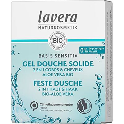 lavera Gel Douche Solide 2 en 1 basis sensitiv vegan cosmétiques naturels sans aucun silicone d’aloe vera bio et de kératine végétale trois fois plus rentable que du shampoing liquide 50g lavera Gel Douche Solide 2 en 1 basis sensitiv vegan cosmétiques naturels sans aucun silicone d’aloe vera bio et de kératine végétale trois fois plus rentable que du shampoing liquide 50g