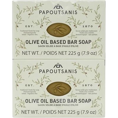 Papoutsanis Huile d'olive pure, savon aux barres d'olive, 8,8 oz, lot de 4 (250 g) Papoutsanis Huile d'olive pure, savon aux barres d'olive, 8,8 oz, lot de 4 (250 g)