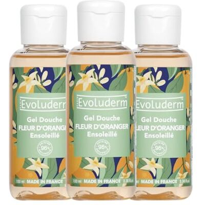 Evoluderm – Gel Douche Fleur D’Oranger Ensoleillé 100 ml 96% d'Origine Naturelle Végan Fabrication Française Lot de 3 x 100 ml Evoluderm – Gel Douche Fleur D’Oranger Ensoleillé 100 ml 96% d'Origine Naturelle Végan Fabrication Française Lot de 3 x 100 ml