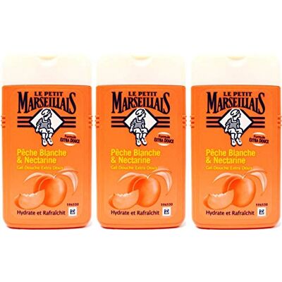 Le Petit Marseillais Gel Douche Extra Doux Pêche Blanche et Nectarine 250 ml Lot de 3 Le Petit Marseillais Gel Douche Extra Doux Pêche Blanche et Nectarine 250 ml Lot de 3