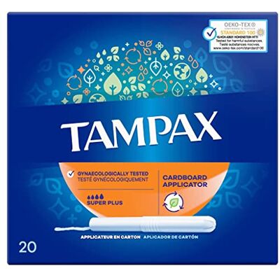 Tampax Super Plus Lot de 20 tampons en carton Tampax Super Plus Lot de 20 tampons en carton