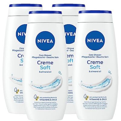 NIVEA Douche crème nettoyant corps crème douce parfum doux formule avec huile d'amande douche à action hydratante bain douche pour une peau plus douce – 4 flacons de 250 ml NIVEA Douche crème nettoyant corps crème douce parfum doux formule avec huile d'amande douche à action hydratante bain douche pour une peau plus douce – 4 flacons de 250 ml
