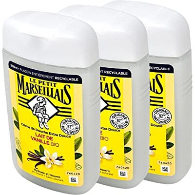 Le Petit Marseillais Gel douche au lait de vanille 3 x 250 ml Fabriqué en France Le Petit Marseillais Gel douche au lait de vanille 3 x 250 ml Fabriqué en France