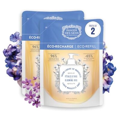 Panier des Sens Recharge Savon Liquide Mains Iris 2x500ml Recharge savon 1L pour remplir vos flacons, formule douce inspirée du Savon de Marseille, 97% naturel, fabriqué en France. Panier des Sens Recharge Savon Liquide Mains Iris 2x500ml Recharge savon 1L pour remplir vos flacons, formule douce inspirée du Savon de Marseille, 97% naturel, fabriqué en France.