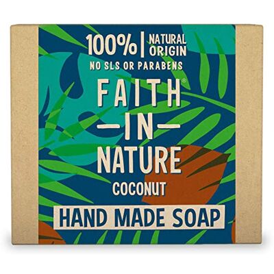 FAITH IN NATURE Savon Main Naturel Huile de Coco, Hydratant, Végan et Respectueux des Animaux, Sans Parabènes et Sans SLS, 100g FAITH IN NATURE Savon Main Naturel Huile de Coco, Hydratant, Végan et Respectueux des Animaux, Sans Parabènes et Sans SLS, 100g