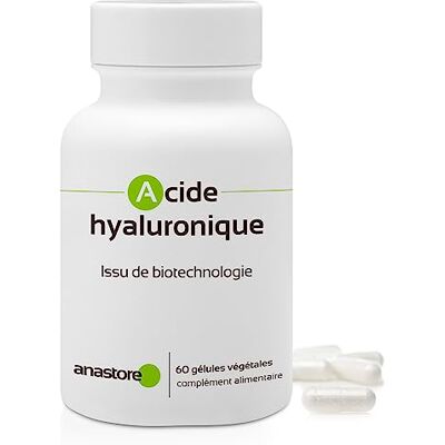 Anastore ACIDE HYALURONIQUE * 100 mg / 60 gélules * Hydratation de la peau, apparition de rides, troubles articulaires, rhumatismes, sècheresse oculaire Anastore ACIDE HYALURONIQUE * 100 mg / 60 gélules * Hydratation de la peau, apparition de rides, troubles articulaires, rhumatismes, sècheresse oculaire